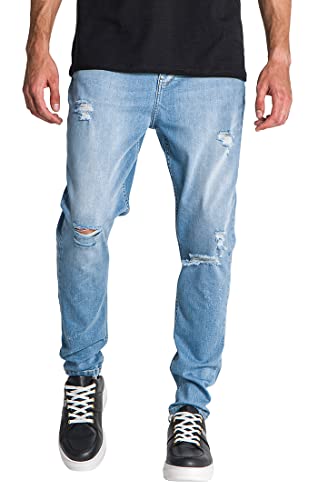 Gianni Kavanagh Herren Light Blue Ripped Carrot Leg Jeans, XS von Gianni Kavanagh