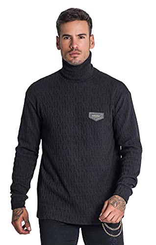 Gianni Kavanagh Herren Schwarzer Power-Rollkragenpullover Strickjacke, Medium von Gianni Kavanagh