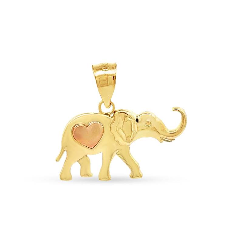 14K Gelbgold Elephant Charme Mit Rosegold Herz Akzent von GianniDeloro