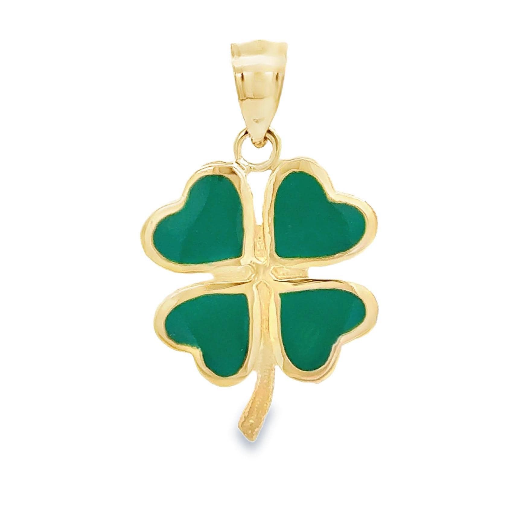 14K Gold Grün Emaille Kleeblatt Anhänger Glücksbringer von GianniDeloro