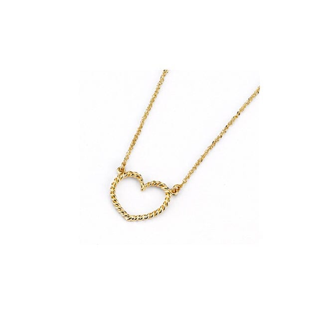 14K Gold Herz-Halskette Zierlicher Anhänger Aus Gedrehtem Draht von GianniDeloro