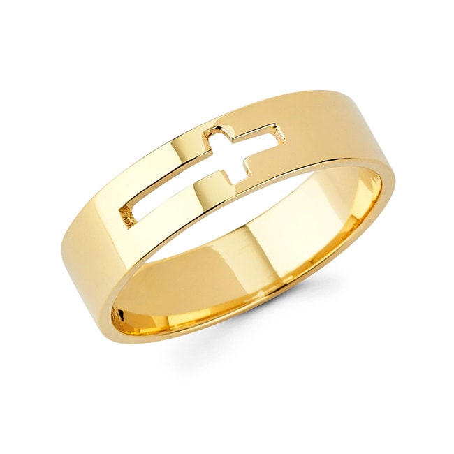 14K Gold Kreuz Ring Religiöser Bandschmuck von GianniDeloro