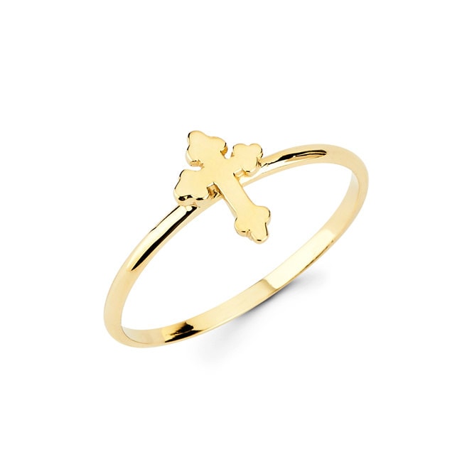 14K Gold Kreuz Ring Religiöser Knöchelring von GianniDeloro
