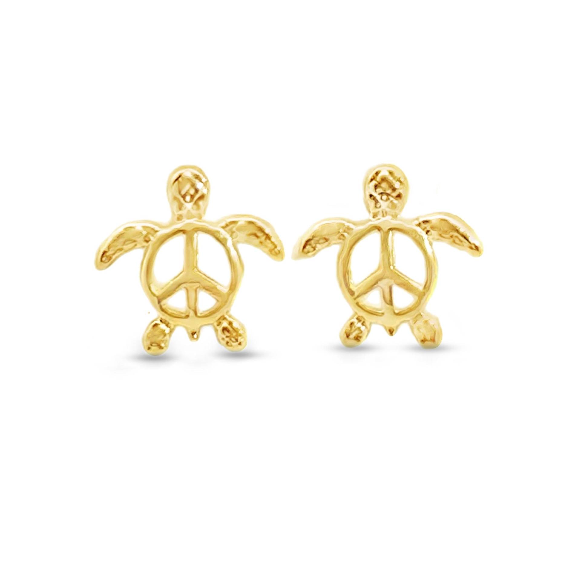 14K Gold Meeresschildkröte Peace Zeichen Post Ohrringe von GianniDeloro