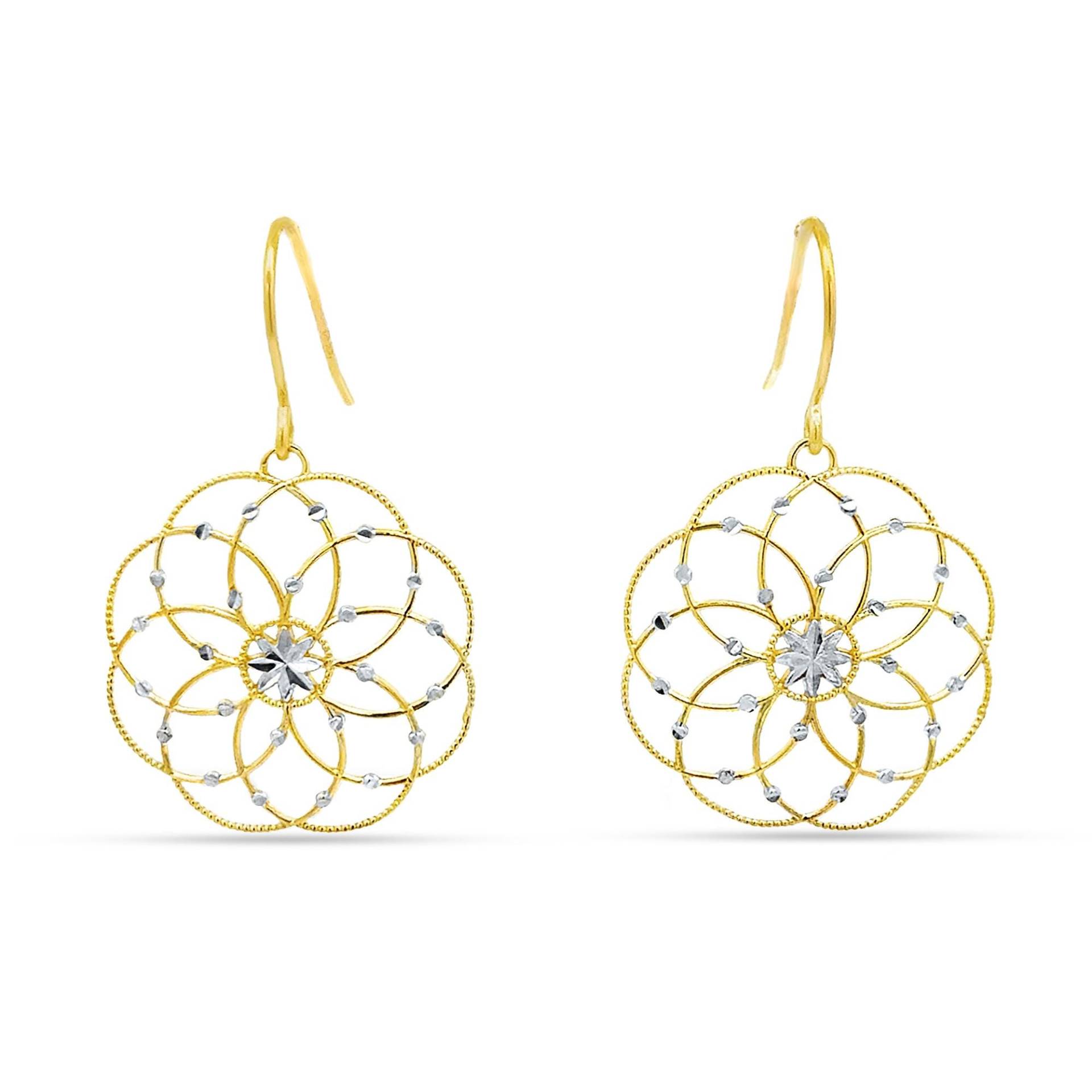 14K Gold Zweifarbige Diamantschliff Mini Spheres Ohrringe von GianniDeloro