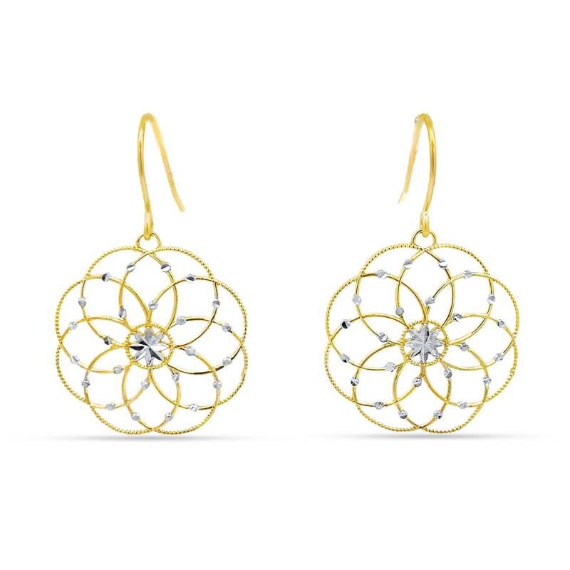 14K Gold Zweifarbige Diamantschliff Mini Spheres Ohrringe von GianniDeloro