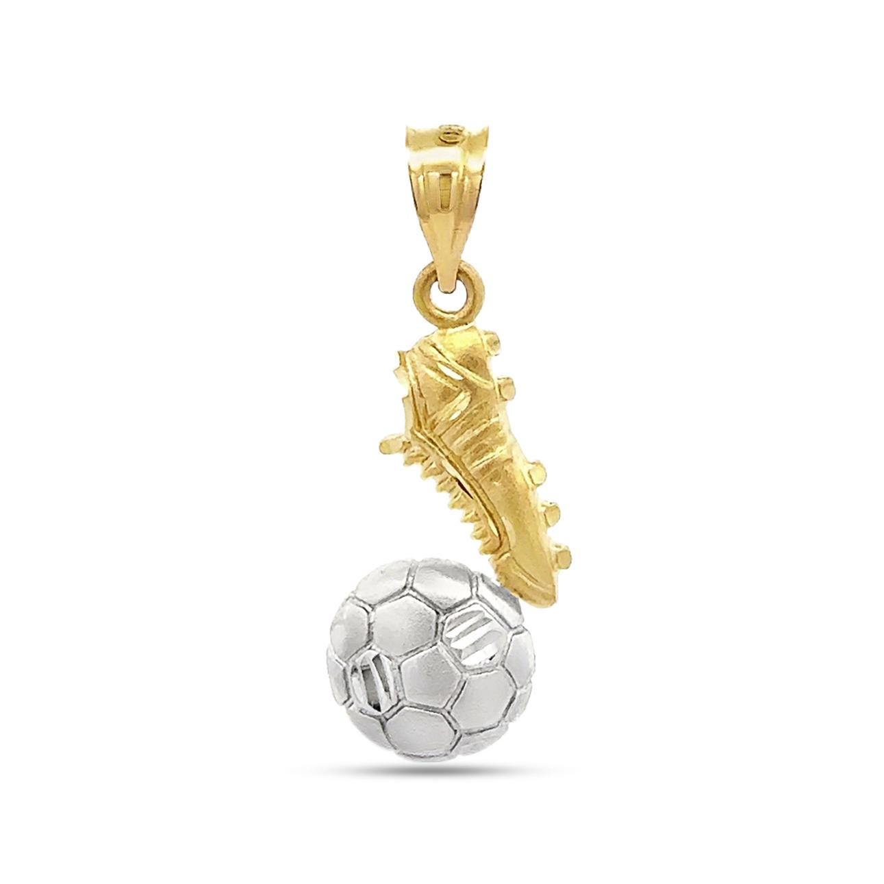 14K Gold Zweifarbiger Fußballschuh Und Ballanhänger von GianniDeloro