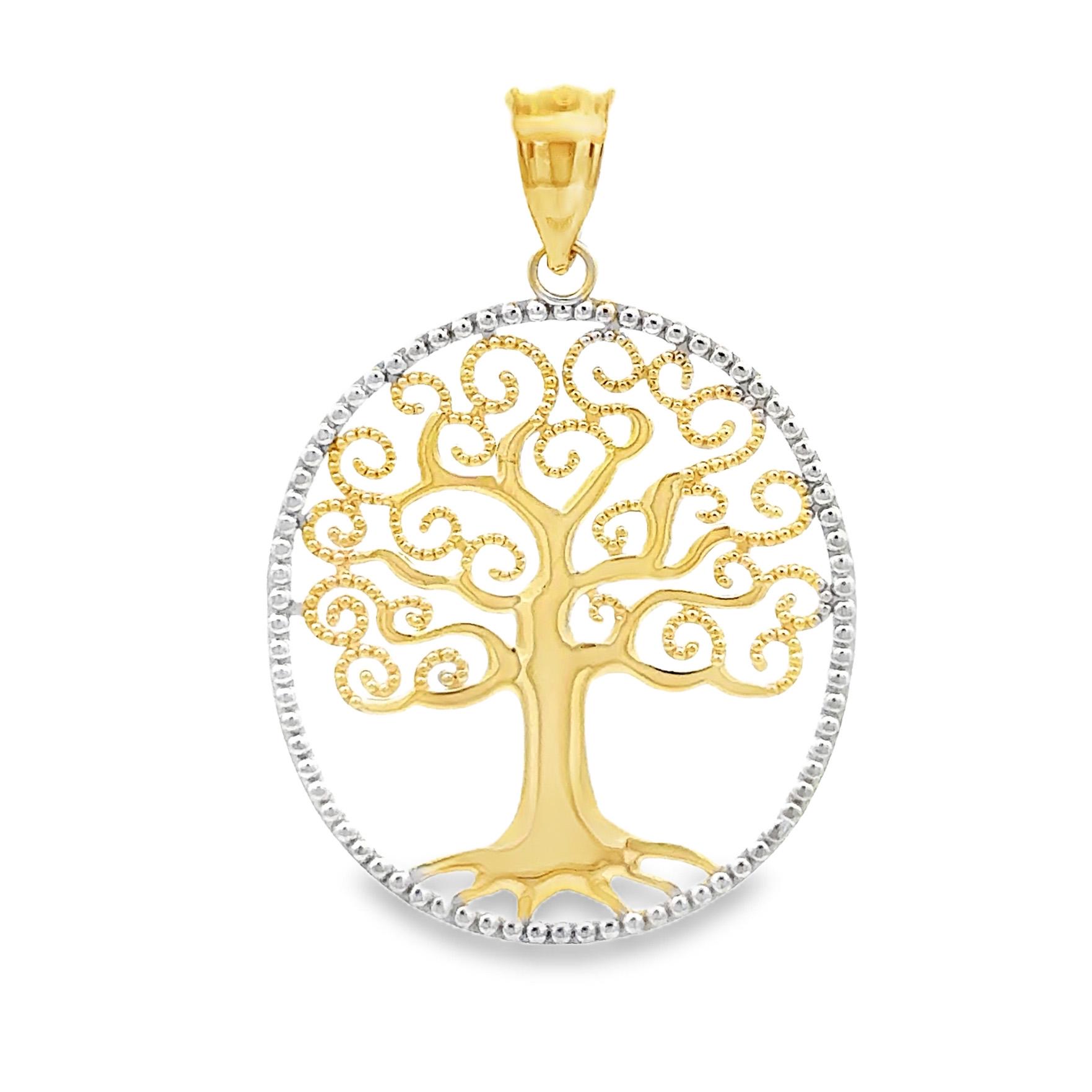 14K Gold Zweifarbiger Lebensbaum Oval Anhänger von GianniDeloro