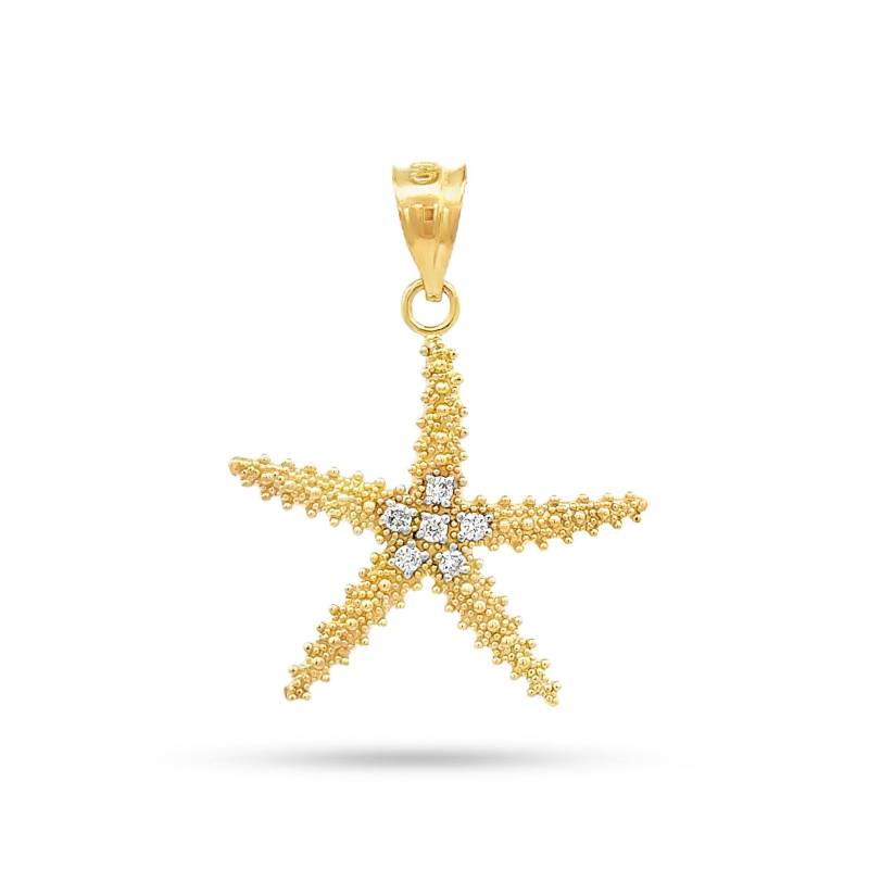 14K Gold Zweifarbiger Perlen-Seestern-Anhänger Mit .06 Karat Diamanten Besetzt von GianniDeloro