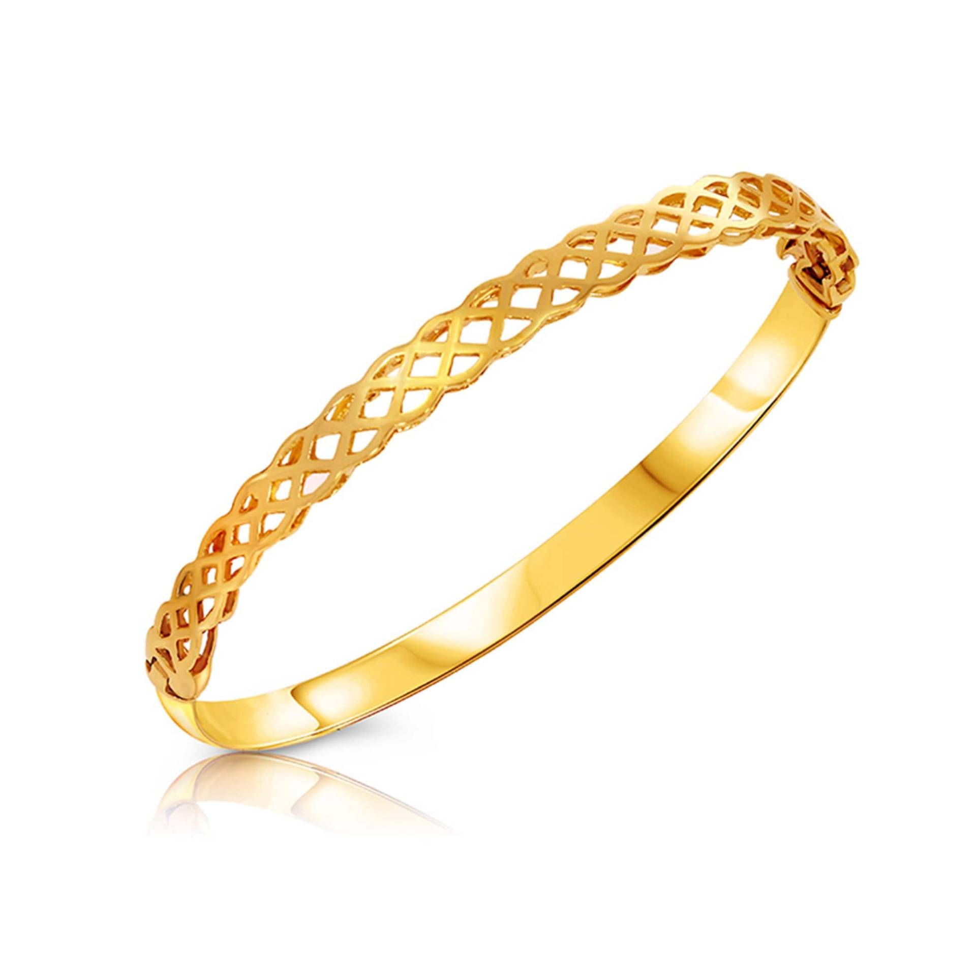 14K Massiv Gold Geflochtener Armreif. Passt Bis Zu 7, 5" Handgelenk von GianniDeloro