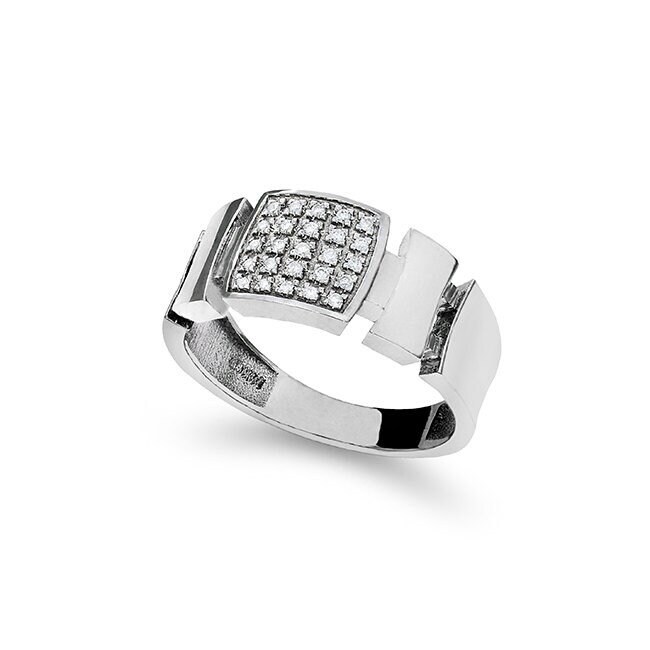 14K Massiv Weißgold Diamant Herrenring. Ausgefallener Ring von GianniDeloro