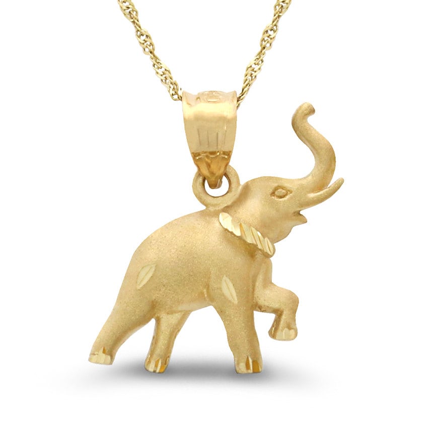 14K Solid Gold Elefant Anhänger Halskette Handgefertigter Tier Schmuck von GianniDeloro