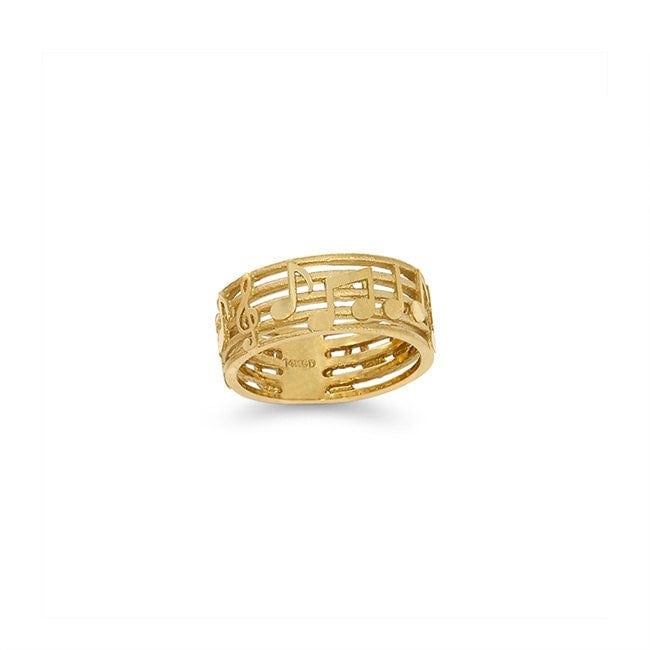 14K Solid Gold Musiknote Ring Breites Band von GianniDeloro