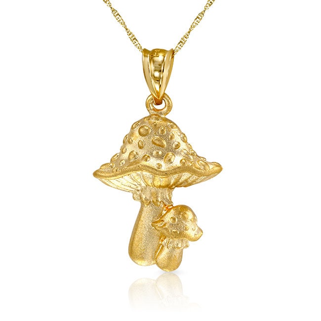 14K Solid Gold Pilz Anhänger Halskette - 18 "Kette von GianniDeloro