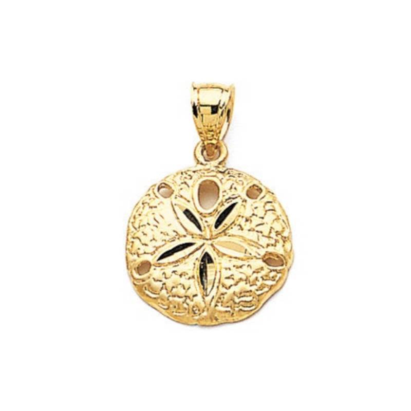 14K Solid Gold Sand Dollar Anhänger Diamantschliff Strandschmuck von GianniDeloro