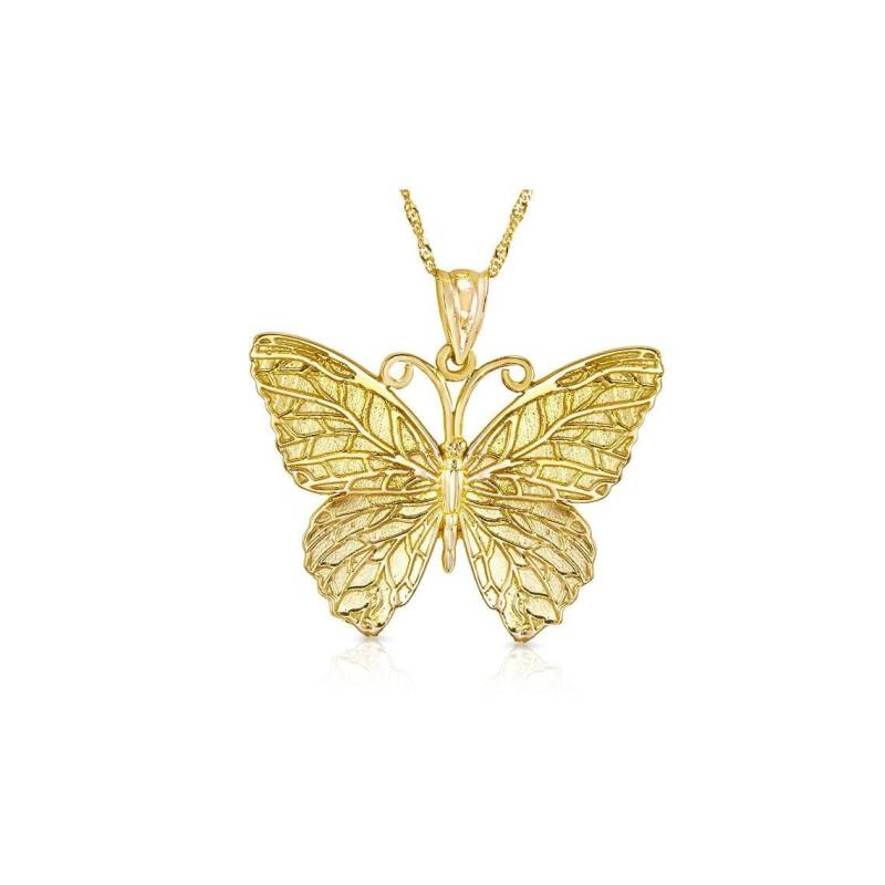 14K Solid Gold Schmetterling Anhänger Halskette Eleganter Natur Inspirierter Schmuck von GianniDeloro