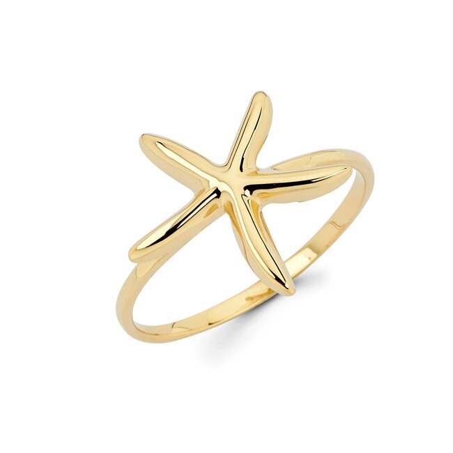 14K Solid Gold Seestern Ring Zierlicher Sea Life Schmuck von GianniDeloro