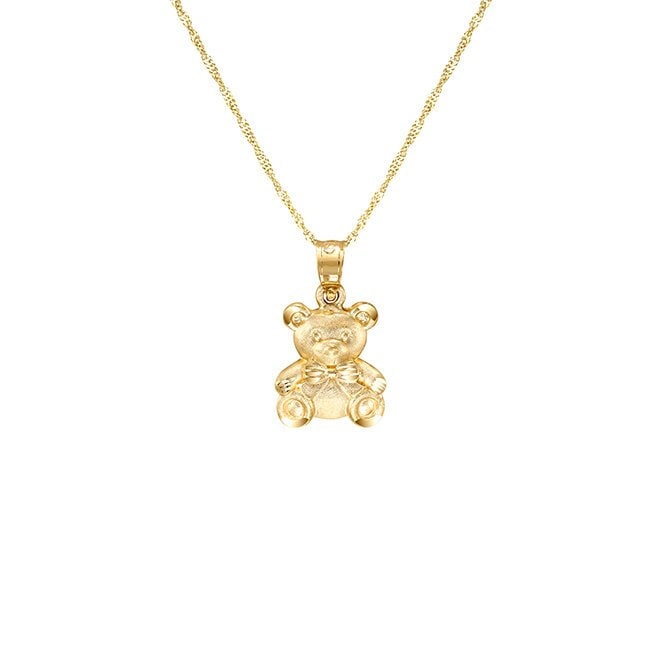 14K Solid Gold Teddybär Anhänger Halskette - 18 "Kette von GianniDeloro