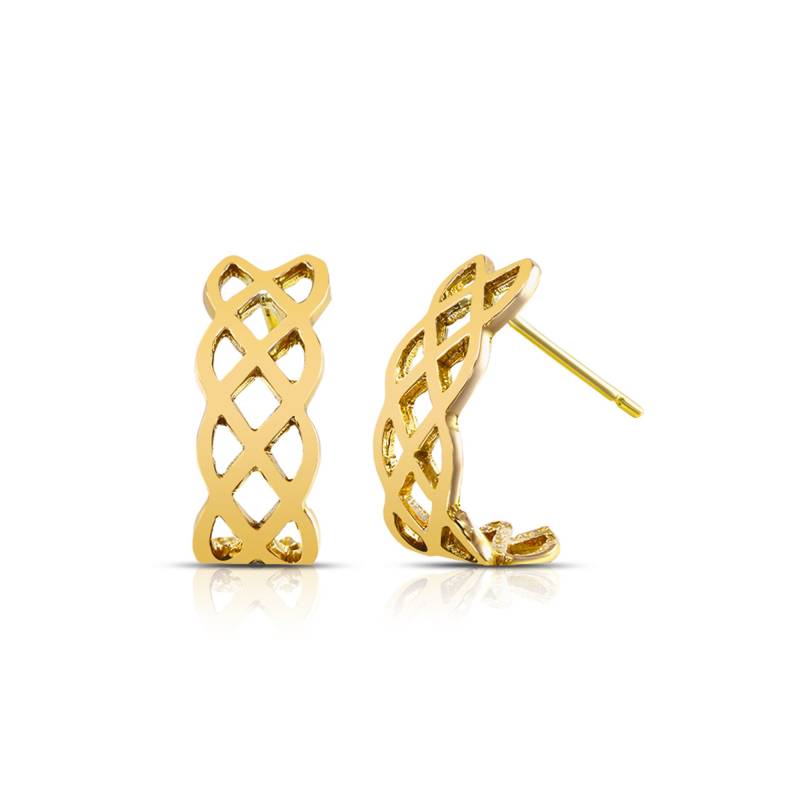 14K Solid Gold Weave Ohrstecker Halbe Hoop Design von GianniDeloro