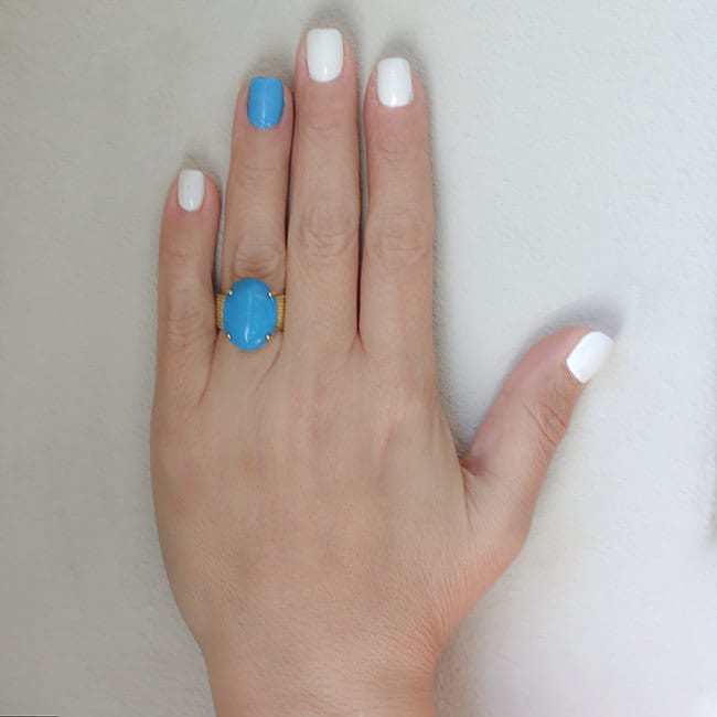 14K Solider Goldener Farbsteinring. Breite Bandring von GianniDeloro