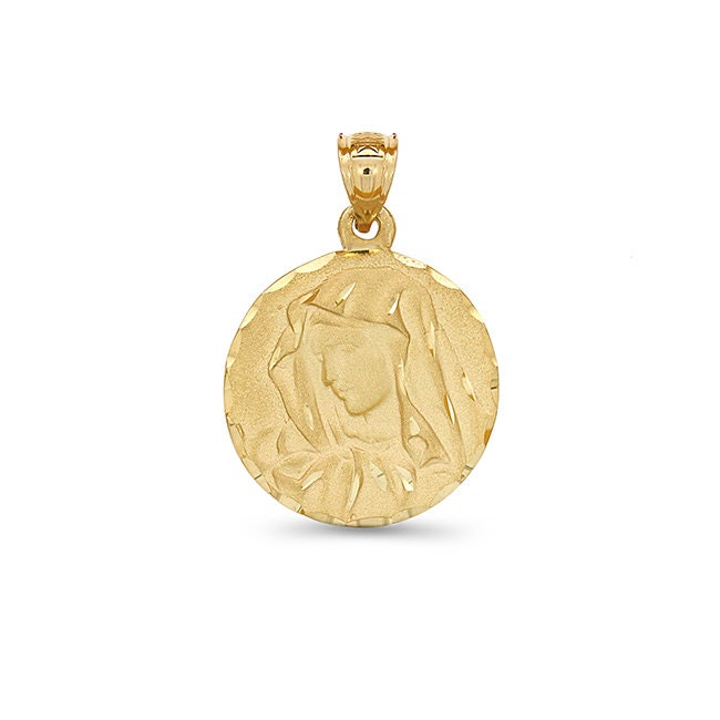 14K Solides Gold Jungfrau Maria Medaillon. Religiöser Anhänger. Schmuck von GianniDeloro