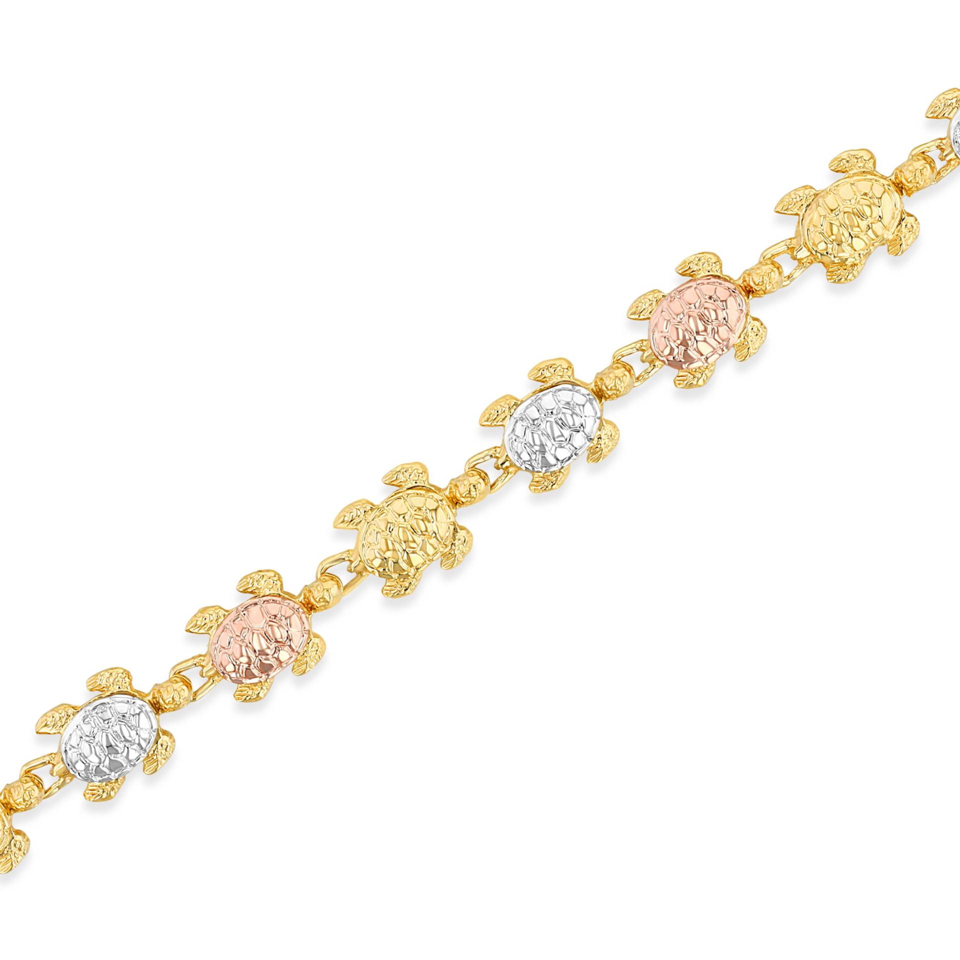 14K Tricolor Solides Gold Schildkröte Armband. Meer Leben Schmuck von GianniDeloro