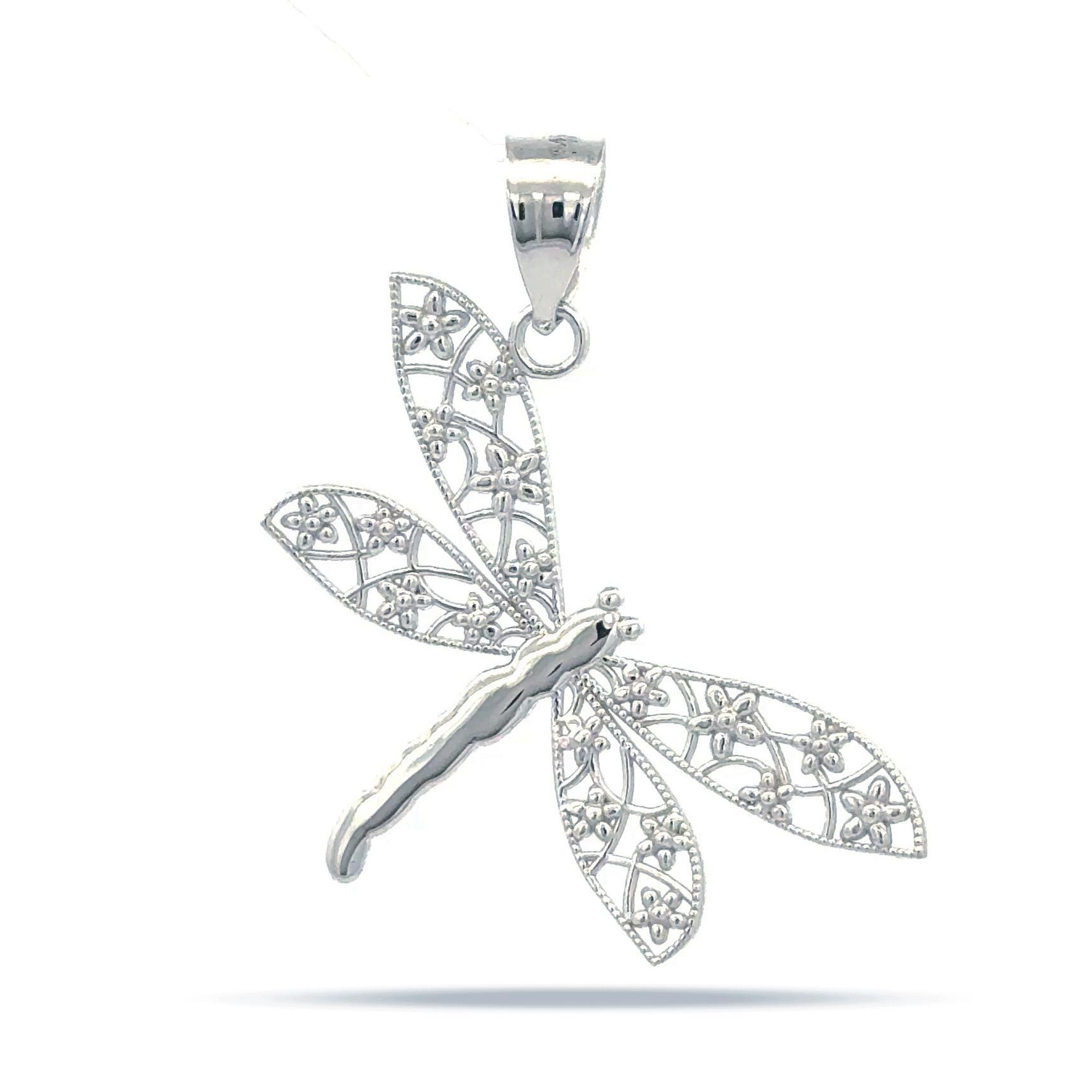 14K Weißgold Libellen Anhänger Zarter Filigraner Anhänger von GianniDeloro
