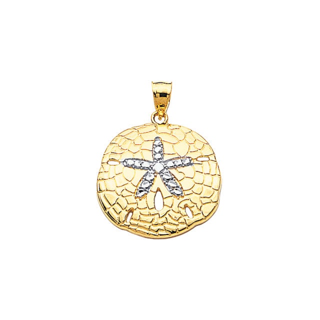 14K Zweifarbiger Gold Sand Dollar Halskette Anhänger - Ocean Schmuck von GianniDeloro