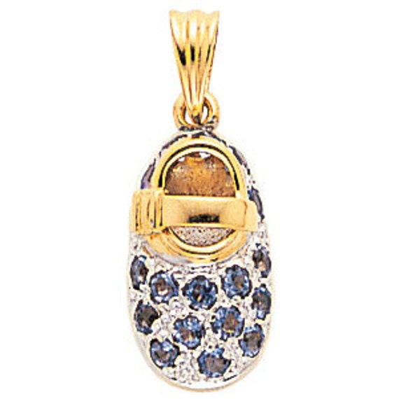 14Kt Gelbgold Baby Schuh Mit |Rhodalit | Juni Geburtsstein von GianniDeloro
