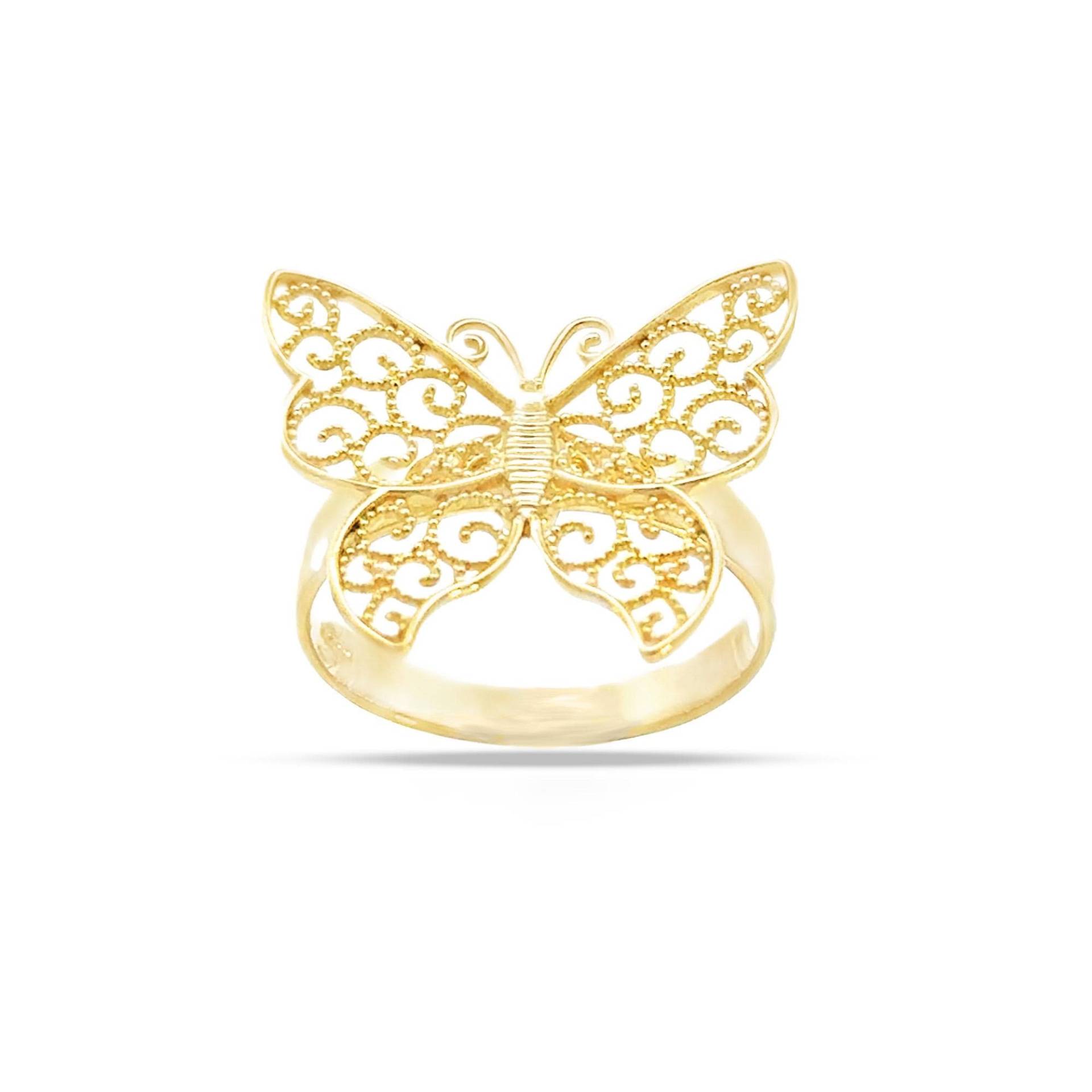 14Kt Gold Filigree Perlen Schmetterling Ring von GianniDeloro
