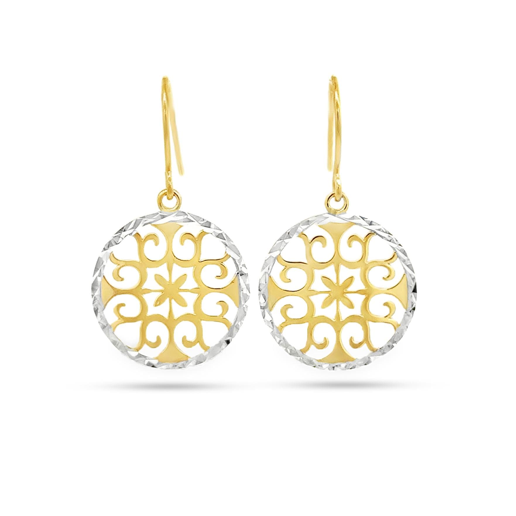 14Kt Gold Zweifarbige Diamond Cut Circle Ohrringe von GianniDeloro