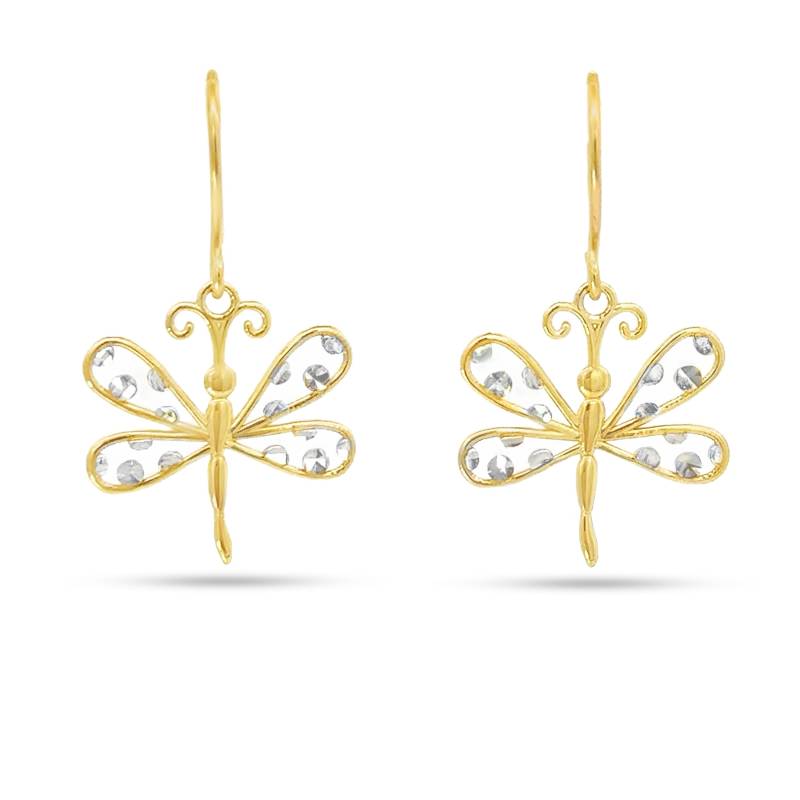 14Kt Gold Zweifarbige Dragon Fly Fish Hook Ohrringe 14Kt Gold Zweifarbige Dragon Fly Fish Hook Ohrringe von GianniDeloro