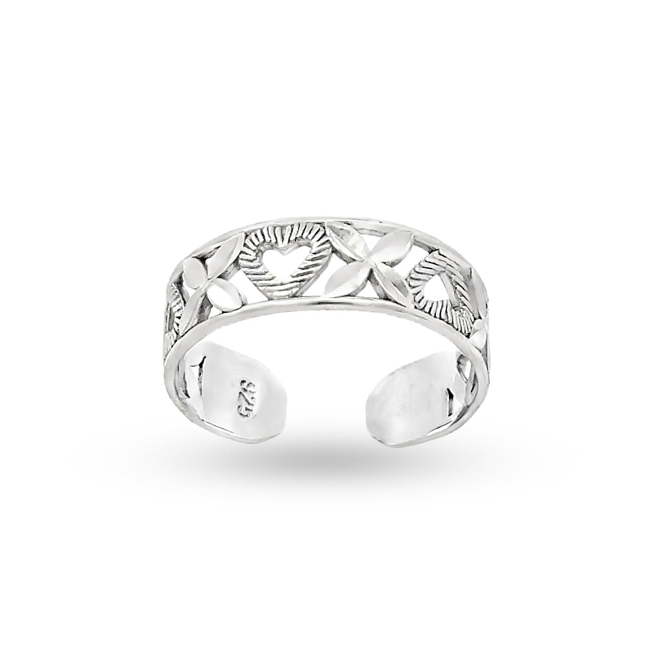 "Einheitsgröße Sterling Silber, Diamond Cut Herzen "xoxo" Zehenring." von GianniDeloro