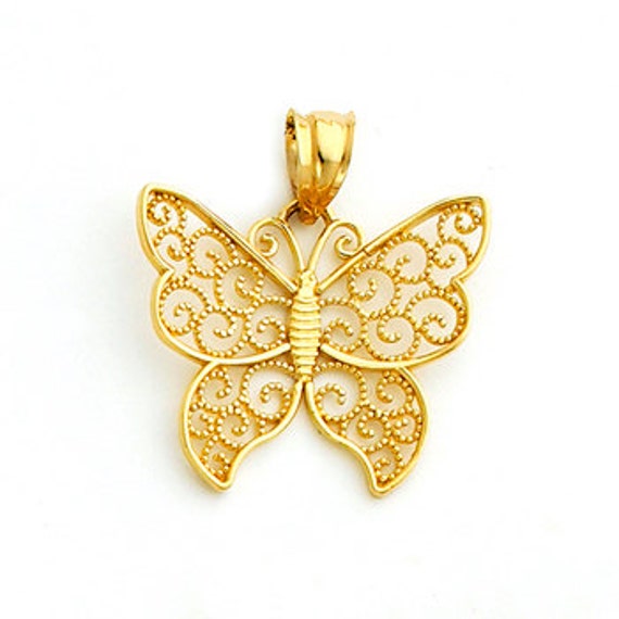 Filigraner Schmetterlingsanhänger Aus 14-Karätigem Gold Mit Perlen von GianniDeloro