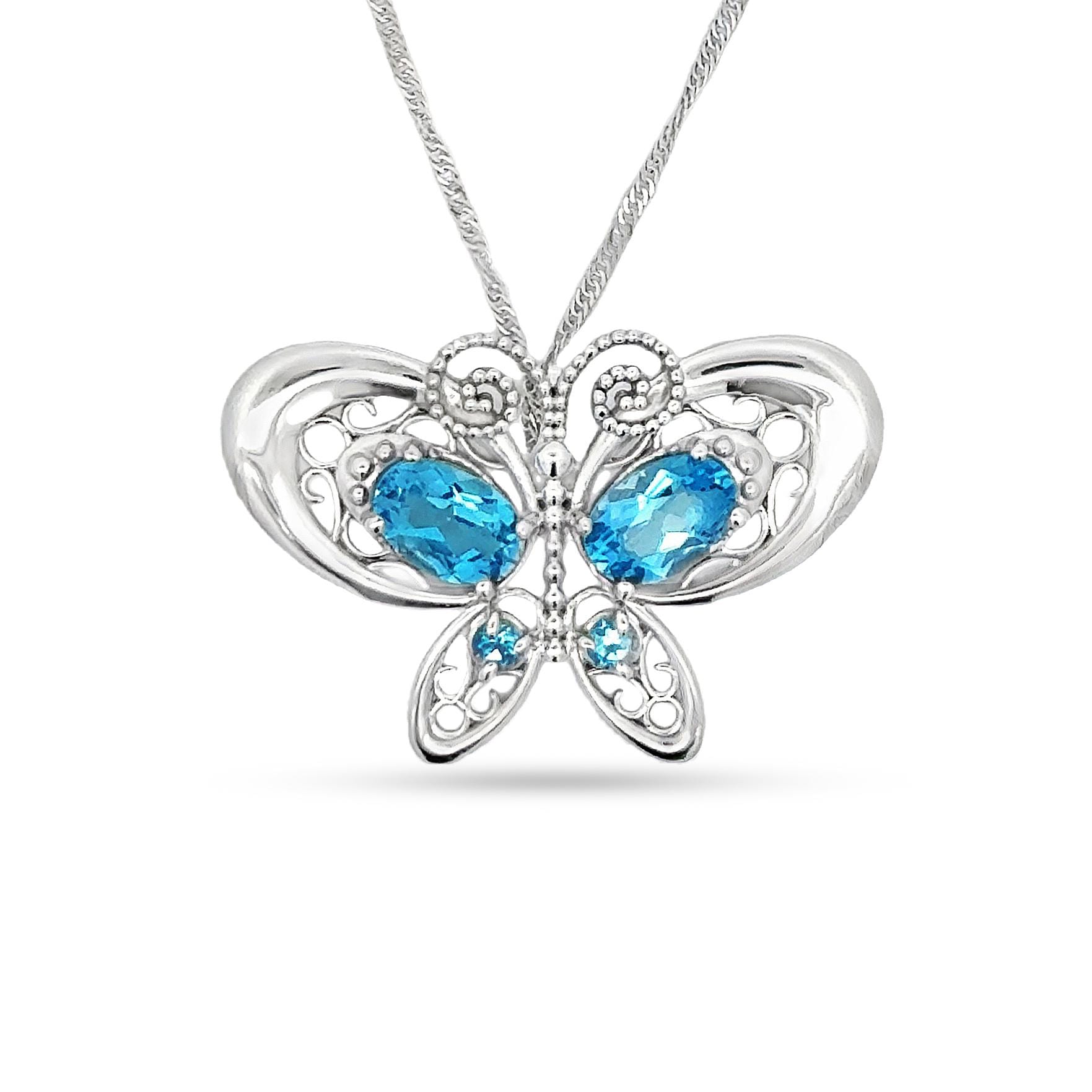 Sterling Silber Schmetterling Charme Mit Echten London Swiss Blue Topaz Steinen von GianniDeloro