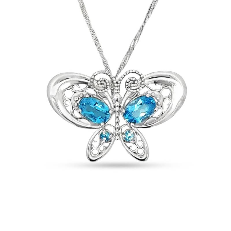 Sterling Silber Schmetterling Charme Mit Echten London Swiss Blue Topaz Steinen von GianniDeloro