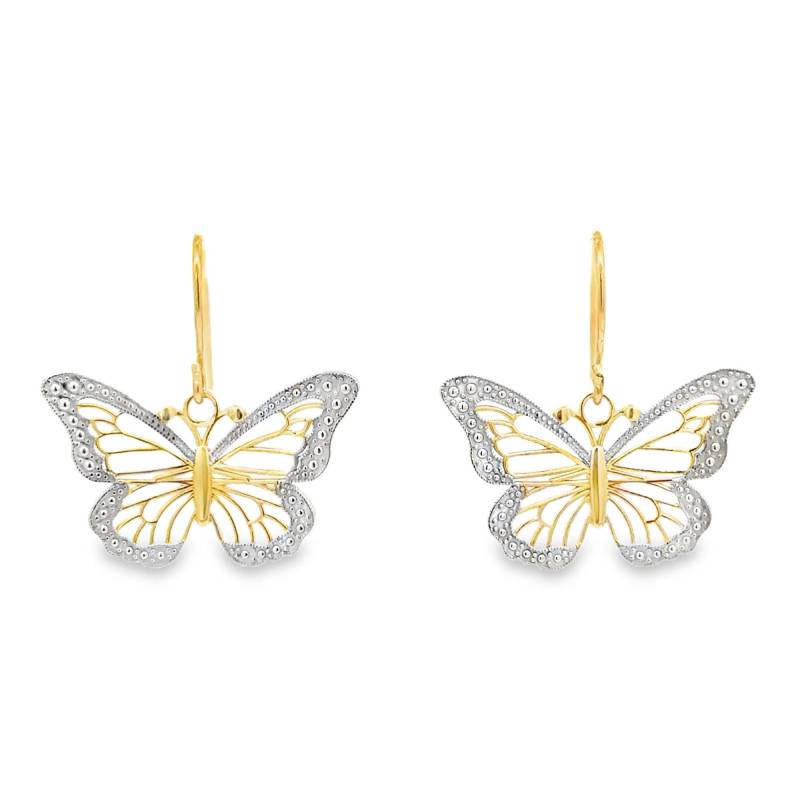 Zweifarbige 14K Gold Schmetterling Ohrringe Zierliche Schmuckstücke Aus Gemischten Metallen von GianniDeloro
