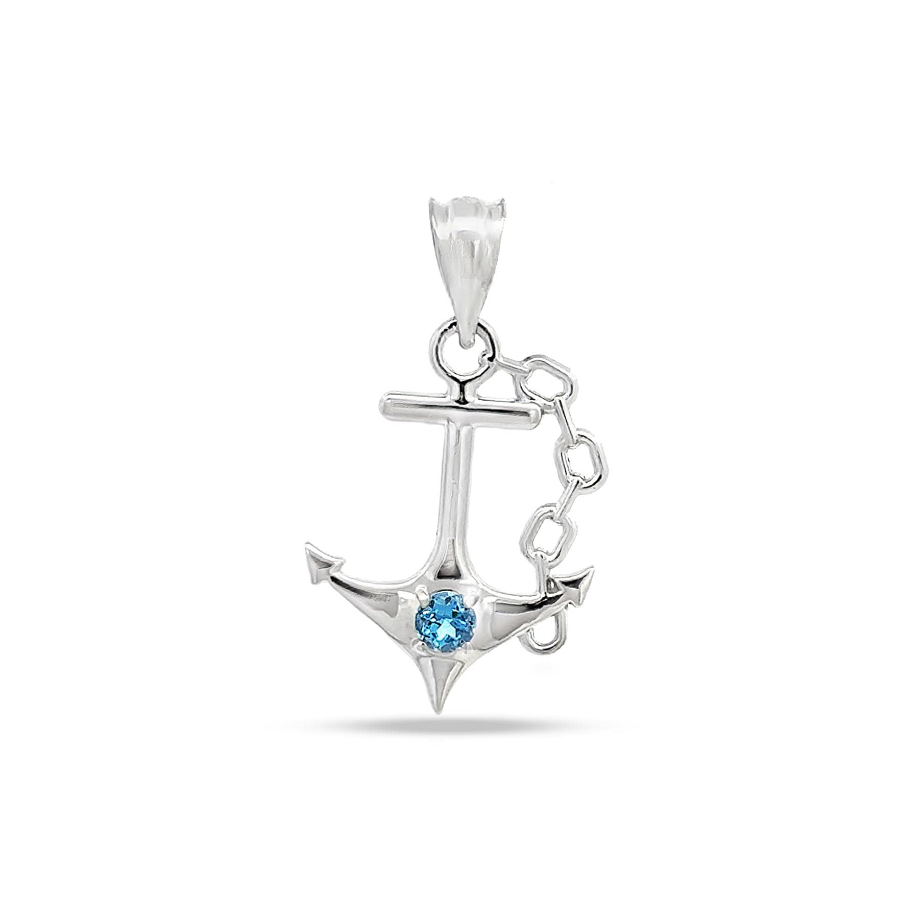 sterling Silber Anker Mit Echtem London Swiss Blue Topaz Akzentstein von GianniDeloro