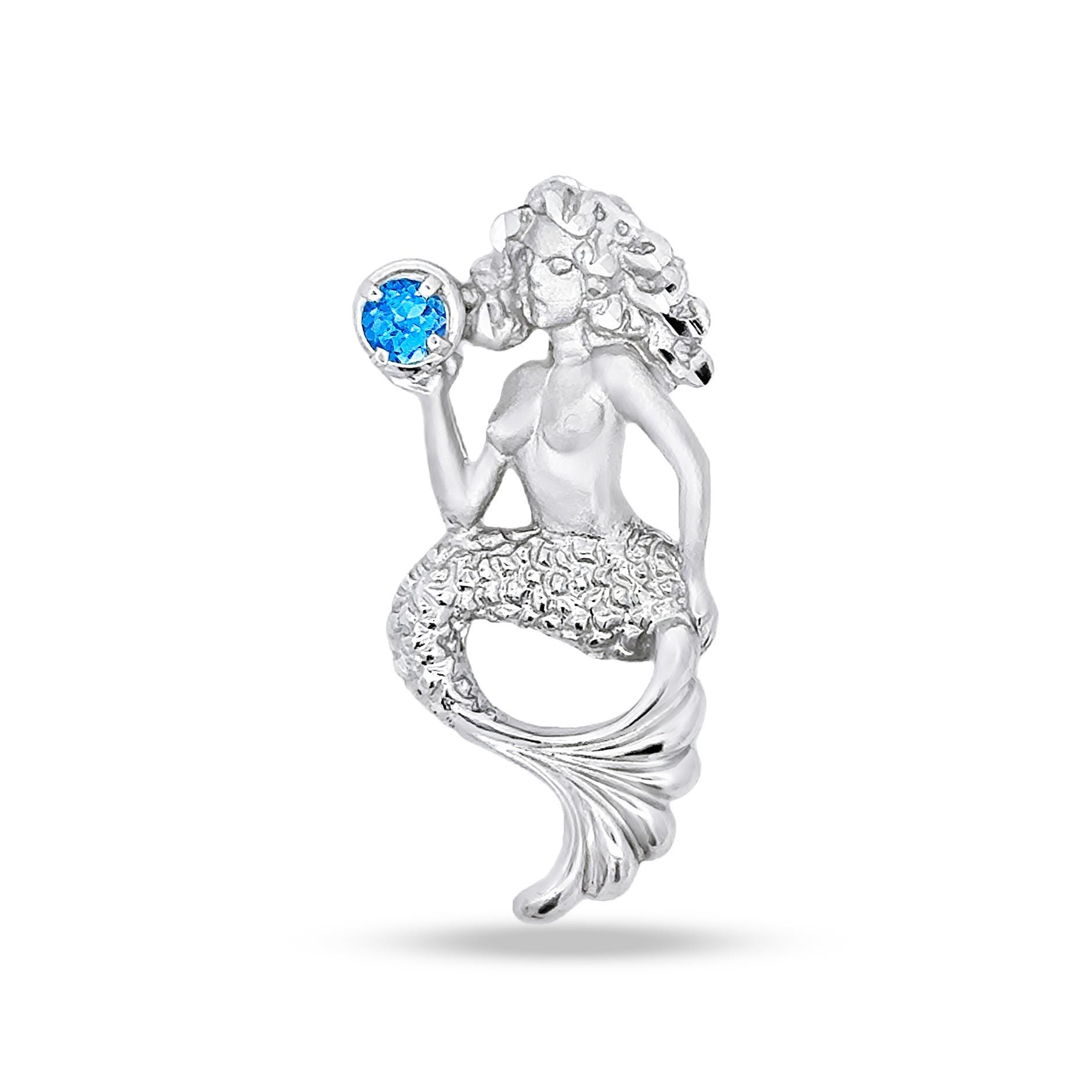 sterling Silber Meerjungfrau Anhänger Mit Blue Topaz Mittelstein von GianniDeloro