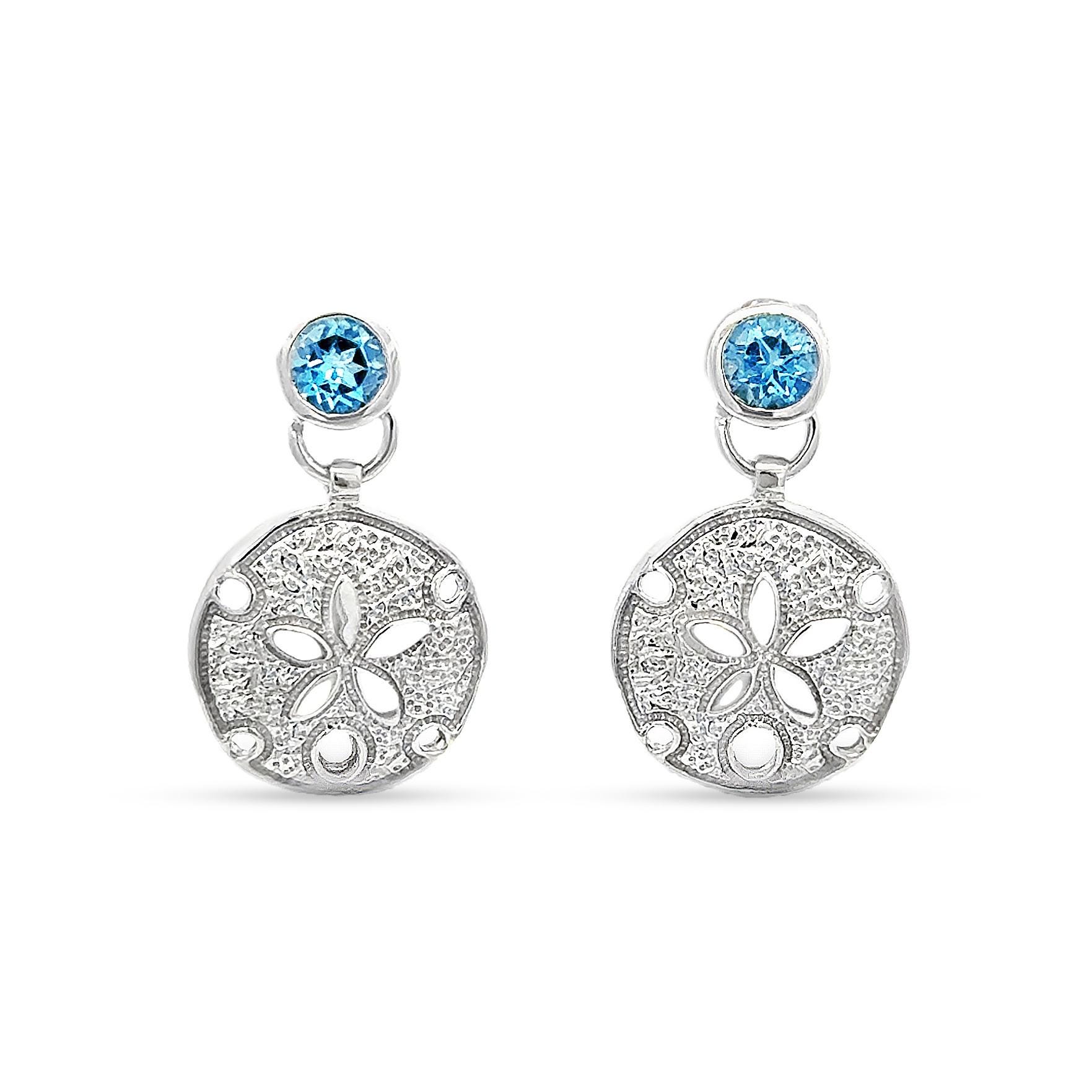 sterling Silber Sand Dollar Ohrringe London Blautopas Baumeln von GianniDeloro