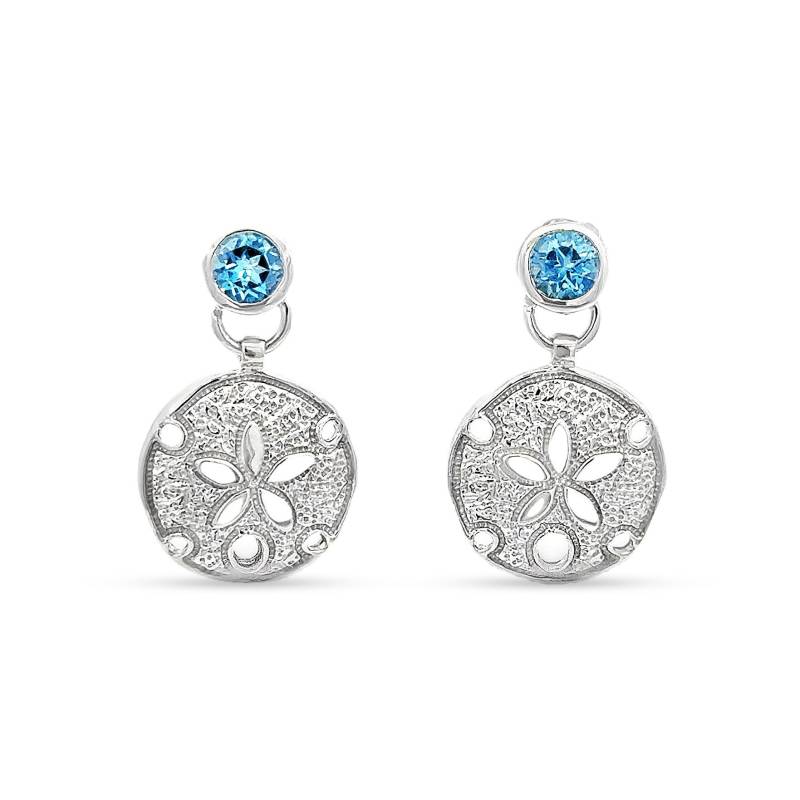sterling Silber Sand Dollar Ohrringe London Blautopas Baumeln von GianniDeloro