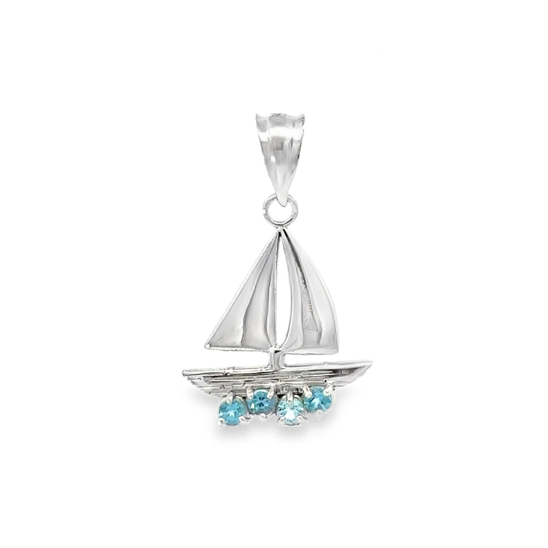 sterling Silber Segelboot Mit Echten London Swiss Blue Topaz Akzentsteinen von GianniDeloro