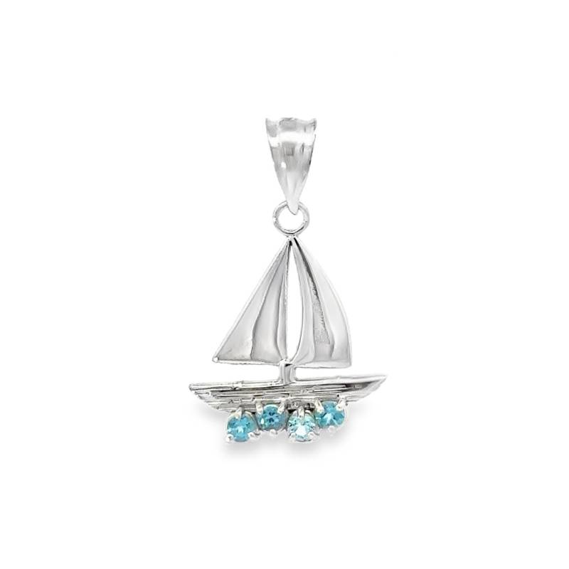 sterling Silber Segelboot Mit Echten London Swiss Blue Topaz Akzentsteinen von GianniDeloro
