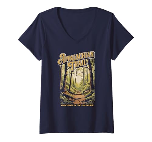 Damen Appalachian Trail Vintage WPA Style Hiking T-Shirt mit V-Ausschnitt Damen Appalachian Trail Vintage WPA Style Hiking T-Shirt mit V-Ausschnitt von Giant Step Design Co.