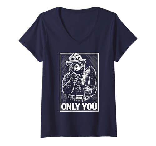 Damen Only You Classic Smokey Bear Pointing WPA Style T-Shirt mit V-Ausschnitt Damen Only You Classic Smokey Bear Pointing WPA Style T-Shirt mit V-Ausschnitt von Giant Step Design Co.