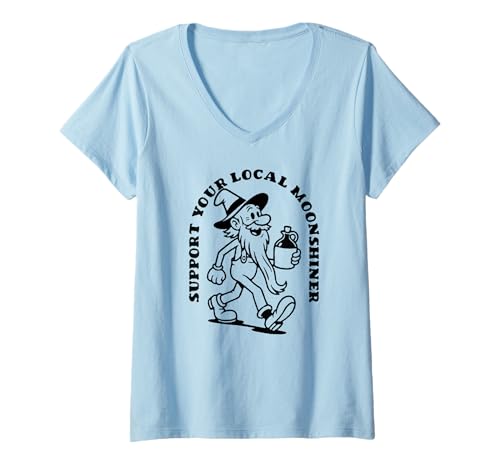 Damen Support Your Local Moonshiner Funny Appalachian T-Shirt mit V-Ausschnitt Damen Support Your Local Moonshiner Funny Appalachian T-Shirt mit V-Ausschnitt von Giant Step Design Co.