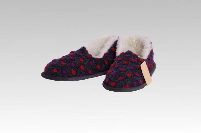 Giantore Pantoffel kuschelig weich mit Filzlaufsohle Plüsch Hausschuhe von Giantore