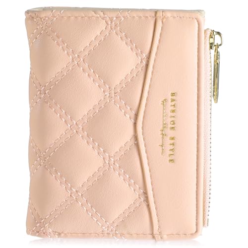 Giantree 1 Stück Geldbörse Damen, PU Leder Kleiner Geldbeutel Rosa Portemonnaie Geldbeutel Mit Reißverschluss Kurzformat Portemonnaie Geldbörse Viele Fächer Portmonee Damen Klein von Giantree