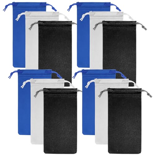 Giantree 12 Stück Mikrofaser Sonnenbrillenetui Weiche, 18x9cm Brillenetui Tasche Mit Kordelzug, Gadgets Reinigung & Lagerung Tuch von Giantree