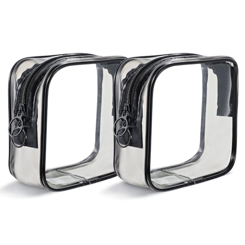 Giantree 2 Stück Durchsichtige Kosmetiktasche, Kulturbeutel Transparent, Wasserdicht PVC Reise Waschtaschen Transparent Durchsichtig Kosmetiktaschen Kulturtasche Wasserdicht Für Damen und Herren von Giantree